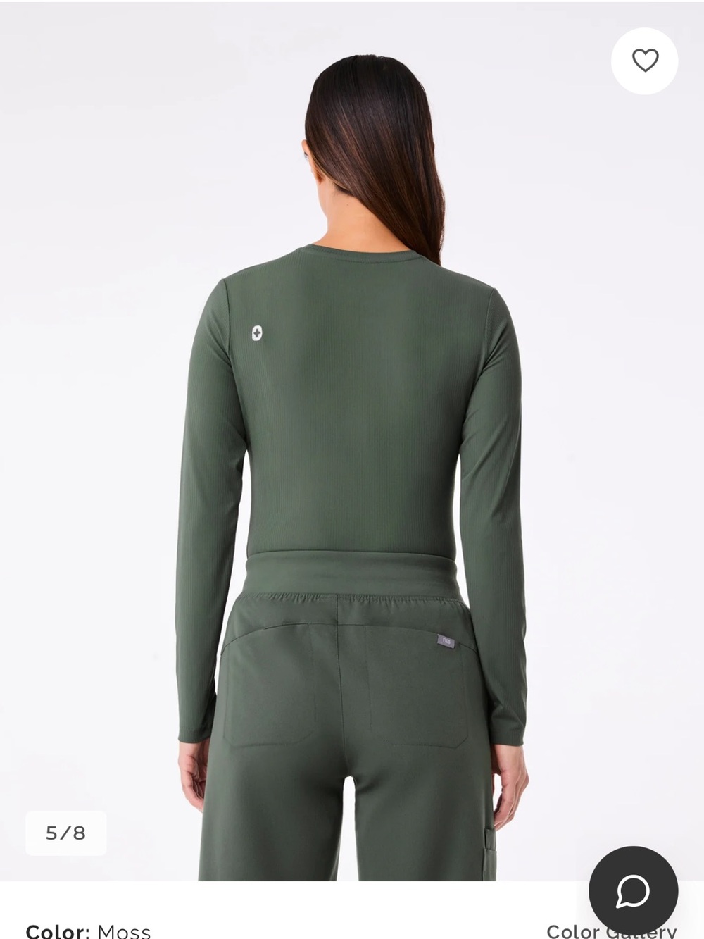 Figs Women’s Palmer Ribbed Long-Sleeve Underscrub in Moss, Size XXL, NWOT